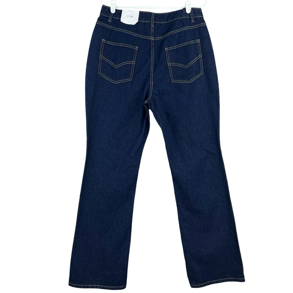NWT Future Collective Reese Blutstein Women Blue Jean Size12 Flare Leg High Rise